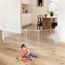 Toocapro Baby Safety Gate Free Standing 8 Panels Pet Gates Foldable Play Yard Metal in White | 30 H x 198 W in | Wayfair WFPOA377W
