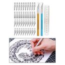 42PCS Hobby Knife with Safety   and Craft Ruler and 40PCS Blades for Crafting