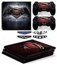 Elton Batman v/s Superman Dawn of Justice Theme 3M Skin Sticker Cover for PS4 Pro Console and Controllers + 4 Led bar Decal