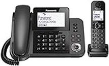 Panasonic KX-TGF320EXM Telefono Digitale Cordless/con Filo con Segreteria Telefonica Digitale, Unità Base e Ricevitore Singolo, Vivavoce, Display Inclinabile, Blocco Chiamate Indesiderate, Nero
