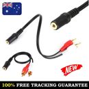 3.5mm Female Stereo to 2 RCA Male AV Audio Input Aux Cable Adapter TV PC Tablets