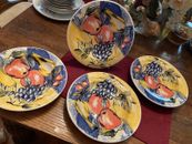Pier 1 Imports Hand Painted Pasta Bowls 9 in Fruit Pattern 