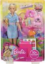 Barbie Travel Doll and Travel Set with Puppy, Luggage and 10+ Accessories