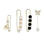 Pearl Brooch, Sweater Shawl Hat Clip Neckline Pins Double Faux Pearl Brooches for Women Girls Fashion Cover Up Buttons Clothing Dresses Decoration Accessories Pant Waist Tightener Safety Pins