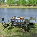 Set of 5 Portable Outdoor Folding Table & 4 Chairs w/ Storage for Camping Green