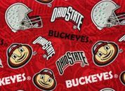 OSU Buckeyes Ohio State NCAA Football Sports Cotton Quilt MASK Fabric 1/2 Yd NEW