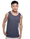 DAMENSCH Relaxed Fit Cotton Rich Blend Waffle Texture Anti- Bacterial Super Premium Solid Tank Top Gym T Shirts for Men Pack of 1-Zen Blue-M