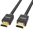 Tizum “Ultra” Gold Plated 4K HDMI to HDMI Cable | HDMI 2.0 | High Speed Data Upto 18Gbps | 3D Compatible | HD Audio & Video 2160p - For Laptop, Projector, TV, Gaming Console, Camera (1.5 M/5 Ft, Grey)
