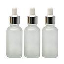 Zenvista 30ml Frosted Glass Bottle with Silver Plating Dropper, Leak Proof, Empty, Easy to Carry for Fragrances, Perfumes, Essential Oils, Multi Purpose - (Pack of 3)…