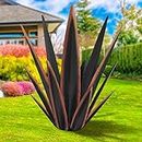 KODIBO Large Tequila Rustic Sculpture, Rustic Metal Agave Plants for Outdoor Patio Yard, Home Decor Hand Painted Metal Agave Garden Yard Statue, Outdoor Lawn Ornaments Yard Stakes (Black -L)