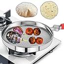 Subham Stainless Steel 304 Grade Phulka Grill for Gas Stove, Grill Tawa Jali for Kitchen Cooking, Roti Grill Basket Pulka Pan Roaster Grill with Handle, Steel Papad Jali, Mesh Brinjal Roaster. (9)