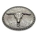 Xwest Silver Longhorn Texas Bull Belt Buckle Cowboy Western Buckles Gürtelschnallen