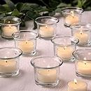 LETINE 24pcs Clear Tealight Candle Holder & 24pcs White, Smokeless, Unscented Soy Wax Tea Candles - Votive Candle Holders, Tea Lights Candles for for Christmas Decorations,Weddings Decor