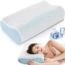 Cooling Neck Memory Foam Contour Pillow Bed Pillow for Sleeping, Cervical Memory Foam Pillows for Neck and Shoulder Pain Relief, Orthopedic Cervical Pillow for Side Back Stomach Sleeper Washable Cover