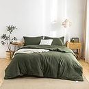 COTTEBED Ultra-Soft King Bedding Comforter Sets Bed, All Season Use Light Weight with Warm Fluffy Washed Cotton Microfiber,1 Bed Blanket Comforter & 2 PillowSham(King/California King Dark Olive Green