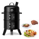 3in1 Charcoal BBQ Grill Smoker Roaster Fire Pit Picnic Camping Portable Outdoor