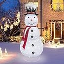 DTNESS 6FT Lighted Christmas Snowman, Outdoor Pop up Yard Christmas Snowman Decoration with 200 Warm White LED Lights, Ground Stakes, Zip Ties, for Xmas Holiday Indoor Backyard Party, Festival Decor