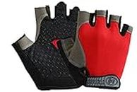 Zacharias Unisex Half-Finger Gloves Men's Cycling Fitness Tactics Outdoor Sports Sunscreen Non-Slip Breathable Thin Fingerless Glove bg-03 (Red)