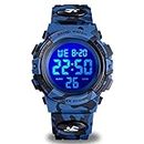 Kids Digital Sports Watch for Boys Girls, Boy Waterproof Casual Electronic Analog Quartz 7 Colorful Led Watches with Alarm Stopwatch Silicone Band Luminous Wristatches