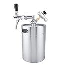 Beer Dispenser,5L Stainless Steel Pressurized Portable Mini Beer Brewing Keg Craft Wine Making Kit Home Party for Beer Water Soda Coffee Draft Homebrew