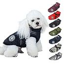AIMYDOG Warm Dog Winter Coat, Waterproof Windproof Dog Cold Weather Jacket, Reflective & Adjustable Black Pet Vest with Harness, Thick Polar Fleece Lining Cozy Dog Apparel for Small Medium Dogs & Cats