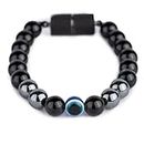 Mesmerize Evil Eye Protection Bracelets with MagSnap Closure | Unisex Collection | Original Certified Stones to avoid negative energy | 8 mm size beads (Onyx Evil Eye Magsnap, XL)