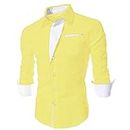 Gadgets Appliances Men's Slim Fit Cotton Business Shirt Solid Long Sleeve Button Down Dress Shirts -Set of 1 Yellow
