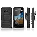 Nokia Lumia 550 Holster, BoxWave® [Dual+ Max Holster] Shell Cover and Belt Clip Holster with Kickstand for Nokia Lumia 550 - Pitch Black