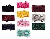Dianna sales Baby Girls Soft Velvet Headbands 6Inch Big Bows Elastic Nylon Hairbands Hair Accessories for Newborns Infants Toddlers Kids (Multicolor) (3 PCS)