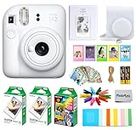 Fujifilm Instax Mini 12 Instant Film Camera (Clay White), Fuji Instax Film Value Pack, 30 Sheets, Protective Case, Instax Gift Bundle