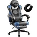 Vigosit Gaming Chair PRO, Ergonomic Gaming Chairs for Adults Heavy People, Reclining Office Desk Computer Chair with Footrest and Lumbar Support, Big Tall Mesh Gamer Chair with Cushion (Black Blue)