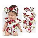 Floral Dress 2 Pieces Baby Girl Clothes Dress + Headband 0-24M Age Group Baby Toddler Clothing (Color : Multi, Size : 70cm)