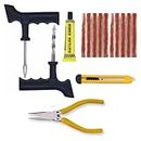 WAICO 5 in 1 Universal Tubeless Tyre Puncture Kit | with Tools, Plier, Knife, Puncture Strips, etc. | Emergency Flat Tire Repair Tool Set for Car, Bike, SUV, & Motorcycle.