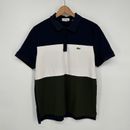 Lacoste Polo Shirt Mens Large Blue Green Colorblock Short Sleeve Regular Fit