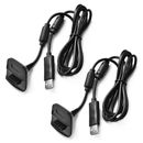 2pcs 1.8m USB Charging Cable Cord for Xbox 360 Wireless Game Controller Black