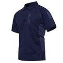 CRYSULLY Men Summer Shirt Top, Mountain Ripstop T-Shirts Hunting Military Trekking Hiking Outwear Army Polo Shirt Navy Blue