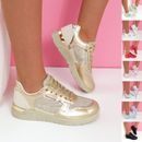 WOMENS GLITTER SPORT TRAINERS LADIES FASHION SNEAKERS LACE UP WOMEN PARTY SHOES