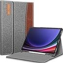 Fintie Case for Samsung Galaxy Tab S9 Plus 12.4 Inch 2023 Model (SM-X810/X816B/X818U) with Built-in S Pen Holder, Multiple Angle Portfolio Business Cover with Pocket Auto Sleep/Wake, Gray/Brown