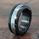 Damascus Steel Ring w/ Acid Etching and Black Zirconium