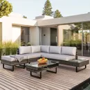 4-Pieces Patio Furniture Sets Outdoor Sectional Sofa Rattan Wicker Sofa w/ Table