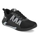 Leo's Fitness Shoes Men's Light Weight Breathable Knitted Mesh Anti Skid-on-Sports Shoes (Black , 832b)