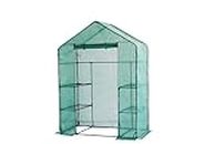 Top Home Solutions® Walk In Greenhouse - 4 Shelves Cold Frame Growhouse With Green PE Cover, Roll-Up Zipped Door - Premium Quality GreenHouse For Plants, Garden And Outdoor