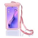 THE CLOWNFISH Universal Waterproof PVC Transparent Mobile Pouch Cellphone Case Rain Protection Dry Bag Designed for Most Cell Phones Upto 6.2 inch Screen & Accessories (Pink)