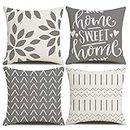 Homefeelzydys Cushion Covers,Cushion Covers 60 x 60 set of 4 Grey Square Throw Pillow Case cushion covers 24x24 4Pack For Outdoor Patio Garden Blench Living Room Sofa Farmhouse Decor