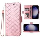 Furiet Compatible with Samsung Galaxy S24 Ultra 5G Wallet Case and Wrist Strap Lanyard Leather Flip Card Holder Stand Cell Accessories Phone Cover for S24Ultra 24S S 24 24Ultra Women Pink