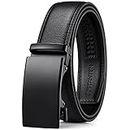 Belts Men,BOSTANTEN Leather Belts For Men Ratchet Dress Belt With Automatic Sliding Buckle Black