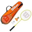 Wilson Badminton-Set, Junior Badminton Kit, Unisex, Inkl. 2 Badminton-Schläger, 2 Federbällen aus Kunststoff und 1 Tragetasche, Orange/Gelb, WRT8756003