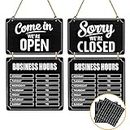 Lesnala Business Hours Sign, Hanging Open and Closed Sign, Store Hours Signs for Business Wooden Store Open and Closed Double Sided with Hours Stickers for Coffee Bar Shop Door Window Restaurant