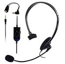3.5mm / 2.5mm Adapter Telephone Smartphone Headset with Volume & Mute Controls for Panasonic AT&T Vtech Uniden Cisco Policom PC Tablets Android & More