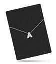 DREAMRAX Glittery Diamond Letter A Pendant with Shiny Silver Polish Chain
